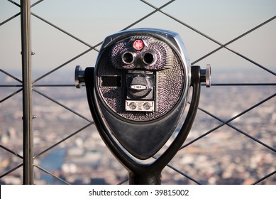 Pay binoculars at the top of the Empire State Building in New York City