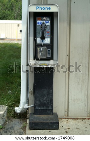 Pay phone at corner of a building