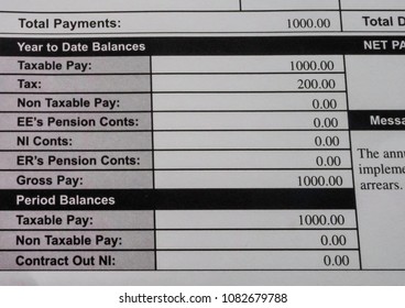 Pay Slip Showing Headers