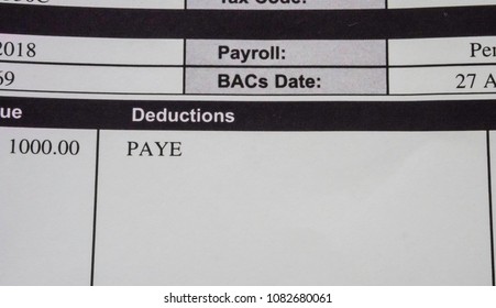 Pay Slip Showing PAYE  Header