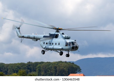 Payerne, Switzerland - September 1, 2014: Croatian Air Force And Air Defence Mil Mi-8 Military Helicopter.