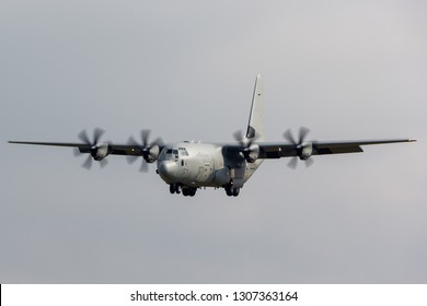 Payerne, Switzerland - September 4, 2014: Italian Air Force (Aeronatica Militare Italiana)Lockheed C-130J Hercules military transport aircraft.
