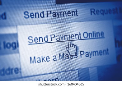 Payment button - mouse click on computer screen