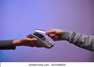 Payment By Credit Card Via Pin Pad. Concept Of Shopping And Online Shopping