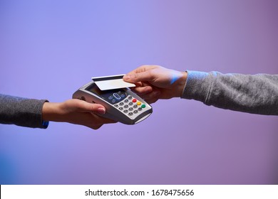 Payment By Credit Card Via Pin Pad. Concept Of Shopping And Online Shopping