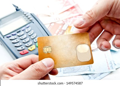 payment machine and Credit card in supermarket