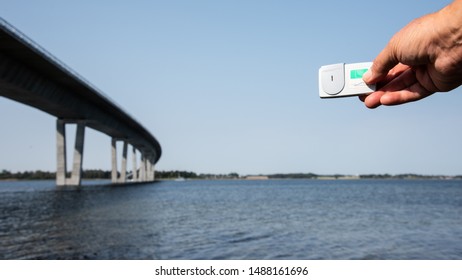 Payment Method Of The Crown Princess Mary Bridge Over The Firth Of Roskilde In Frederikssund, Denmark, August 26, 2019