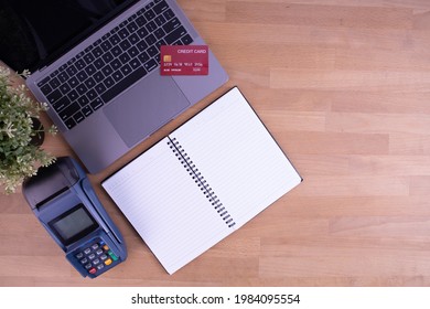 Payment Online With Credit Card.Key Number Of Electronic Pay Bill Transfer By Computer Laptop.Digital Purchase Order.