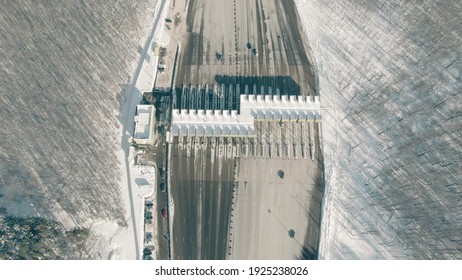 Payment Plaza On The Modern Toll Road, Aerial Shot