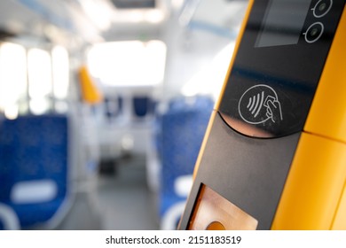 Payment terminal in the bus, non-cash payment for travel in public transport