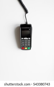 black and white wireless credit card terminal