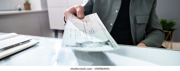Payroll Compensation Cheque. Bank Paycheck. Social Security