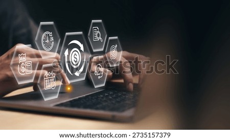 Payroll Management and Salary Processing System. Business investment concept.