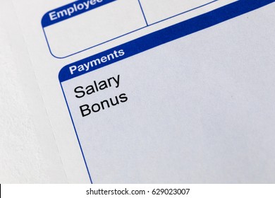 Payslip Salary Bonus Close Up Image