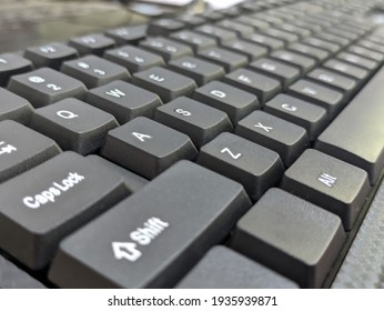 PC Black Color Keyboard Closeup View