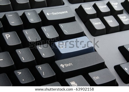 PC keyboard of black color closeup view