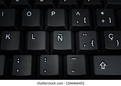 Pc Keyboard Spanish Keyboard Background Black Stock Photo 1346466452 ...