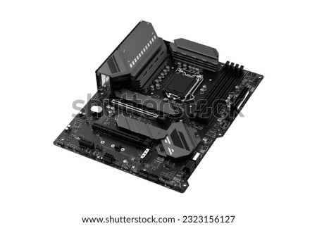 PC motherboard on a white background. Motherboard for personal computer closeup isolated on white background.