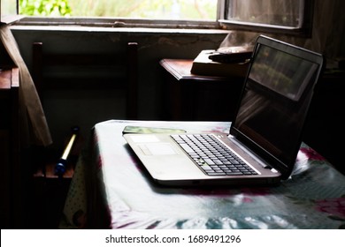PC on a table inside a room