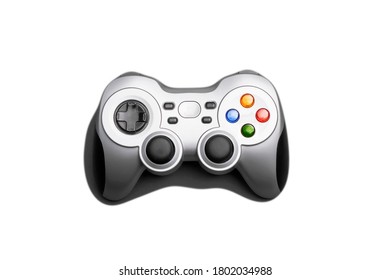 PC wireless game controller isolated on a white background. Gamepad top view cut out composition.