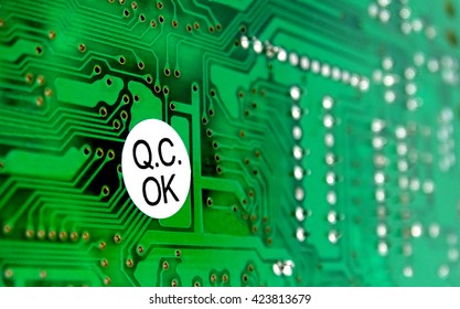 PCB with sticker of quality control 
