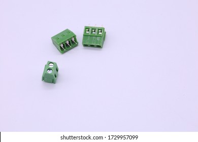 PCB Terminals And PCB Connectors.Terminal Block For Through Hole Technology PCB Assembly.socket For PCB Installation, Isolated On White Background