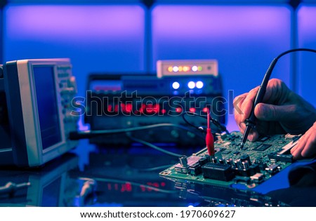 PCB witch microcontroller in electronics laboratory