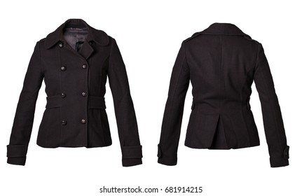 Pea Coat Woman For Winter Jacket Fashion Back And Front Side
