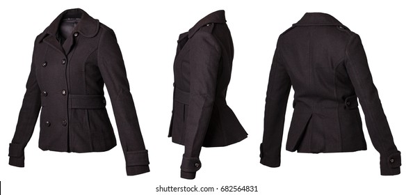 Pea Coat Woman For Winter Jacket Fashion Back Side And Front Side
