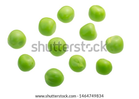 Pea seeds (Pisum sativum), fresh, isolated, top view