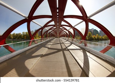 Peace Bridge, Calgary, Alberta, Canada. Sept 21 2012.  Calgary Peace Bridge on a sunny autumn afternoon.
