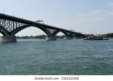 The Peace Bridge Spanning The Niagara River Between Fort Erie, Canada And Buffalo, New York.