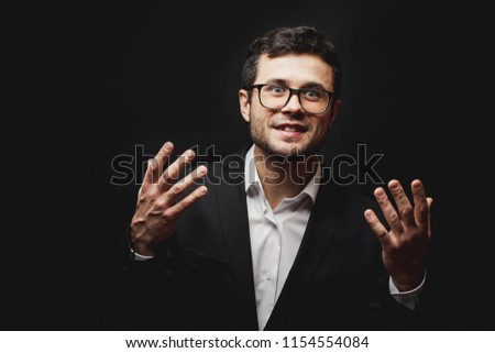it's a peace of cake. man explaining easy ways to earm much money.close up portrait