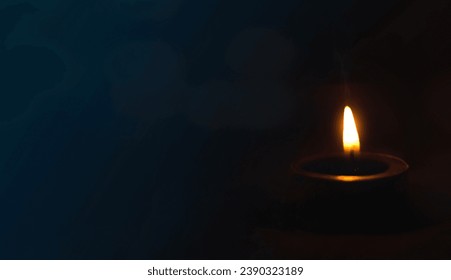 peace concept, Burning candle on dark table