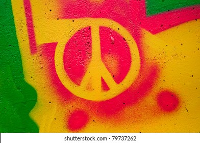 Peace Graffiti Sign On The Wall