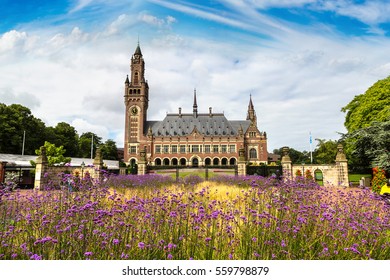 Peace Palace In Hague, Seat Of The International Court Of Justice In A Beautiful Summer Day, The Netherlands