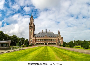 Peace Palace In Hague, Seat Of The International Court Of Justice In A Beautiful Summer Day, The Netherlands