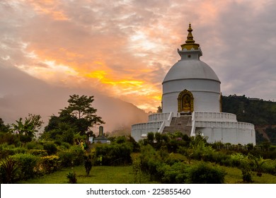 Peace Stupa At Sunset, Pokhara, Nepal