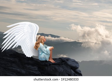 Peaceful Angel on Scenic Mountain
