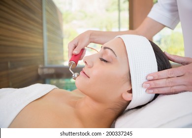 Peaceful Brunette Getting Micro Dermabrasion In The Health Spa