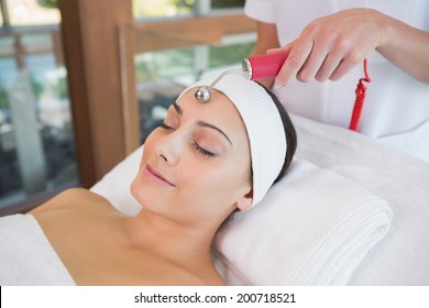 Peaceful Brunette Getting Micro Dermabrasion In The Health Spa