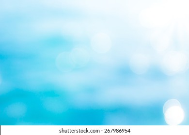Peaceful Concept: Abstract Bright Blue Water And Blur Beauty Nature Background