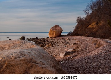 A Peaceful Evening View Of Long Island Sound With Connecticut State In The Distance.
