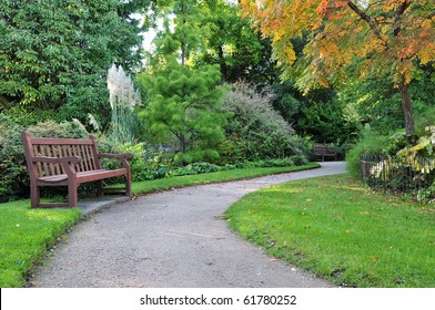 Peaceful Garden Scene In Autumn