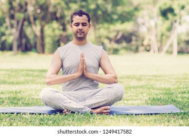 Peaceful Indian Guy Practicing Breath Work Stock Photo 1249417582 ...