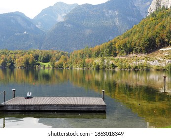 Peaceful Lakeside Landscape Of Hallstätter See