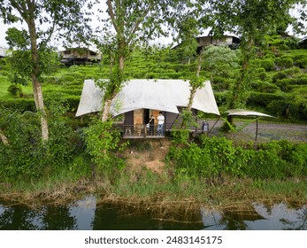 Peaceful Retreat in Nature Lakeside with Tent Lodging Resort, Outdoor Retreat - Powered by Shutterstock