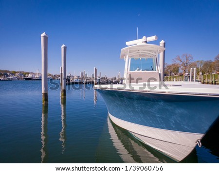 Peaceful seascape of moored boats at the marina