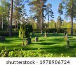 Peaceful small Christian cemetery in Finland