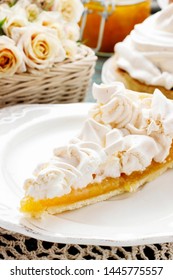 Peach Cake With Meringue Topping .